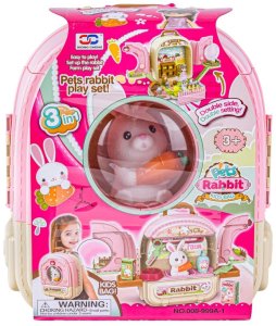 Woopie Królik W plecaku 3W1 pielęgnacja figurki farma ogródek domek dla lalek (008-999A-1) 2