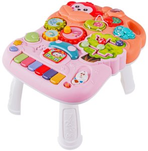 SFD Pchacz chodzik jeździk stolik edukacyjny 4W1 dźwięki pianinko ruchome El. różowy (YL604A pink) 3