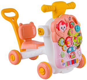 SFD Pchacz chodzik jeździk stolik edukacyjny 4W1 dźwięki pianinko ruchome El. różowy (YL604A pink) 5