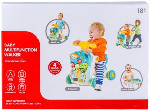 SFD Pchacz chodzik jeździk stolik edukacyjny 4W1 dźwięki pianinko ruchome el. niebieski (YL604A blue) 2