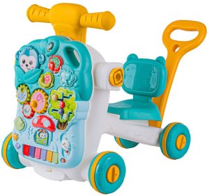 SFD Pchacz chodzik jeździk stolik edukacyjny 4W1 dźwięki pianinko ruchome el. niebieski (YL604A blue) 4
