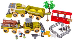 DK Pojazdy do skręcania traktor kombajn figurki zwierzęta zestaw konstrukcyjny (8815J) 8