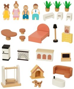 Tooky Toy Drewniana Rezydencja dla Lalek 25 Elementów (TP549) 6