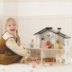 Tooky Toy Drewniany Domek dla Lalek z Akcesoriami i Rodzinką 20 el. (TP548) 2