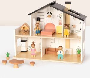 Tooky Toy Drewniany Domek dla Lalek z Akcesoriami i Rodzinką 20 el. (TP548) 5