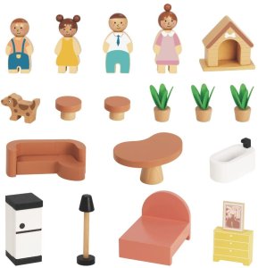 Tooky Toy Drewniany Domek dla Lalek z Akcesoriami i Rodzinką 20 el. (TP548) 6