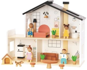 Tooky Toy Drewniany Domek dla Lalek z Akcesoriami i Rodzinką 20 el. (TP548) 7
