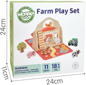 Figurka Woopie GREEN Drewniana Składana Farma w Walizce ze Zwierzątkami 11el. (59004) 12