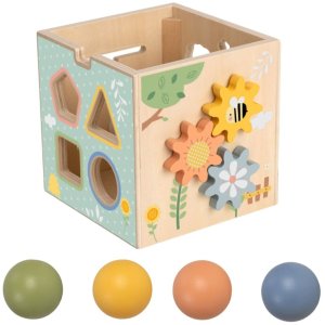 Tooky Toy Drewniana Wiosenna Kostka Edukacyjna 5w1 (TP551) 3