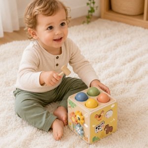 Tooky Toy Drewniana Wiosenna Kostka Edukacyjna 5w1 (TP551) 7