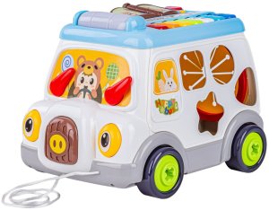 1PUNKT Multifunkcyjny edukacyjny samochód autobus do skręcania pianinko sorter (6313) 4