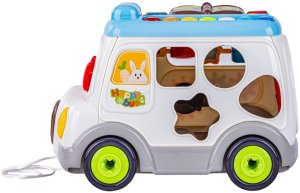 1PUNKT Multifunkcyjny edukacyjny samochód autobus do skręcania pianinko sorter (6313) 6