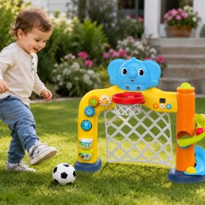 Woopie Baby Interaktywne Centrum Sportowe 2w1: Bramka i Kosz ze Słonikiem (59202) 3