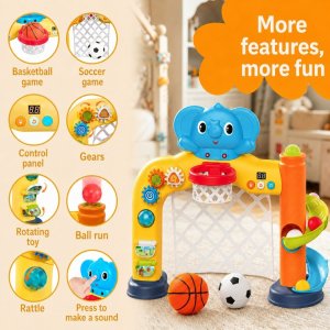 Woopie Baby Interaktywne Centrum Sportowe 2w1: Bramka i Kosz ze Słonikiem (59202) 6