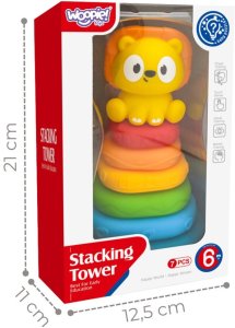 Woopie Baby Piramidka Sensoryczna Wieża Układanka Lew 6m+ (59325) 3