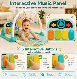 Woopie Baby Interaktywna Mata Edukacyjna z Pianinkiem 10el. Dźwięki (59233) 9