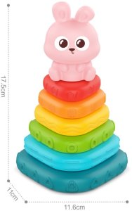 Woopie Baby Piramidka Sensoryczna Wieża Sorter Króliczek 6m+ (59332) 3