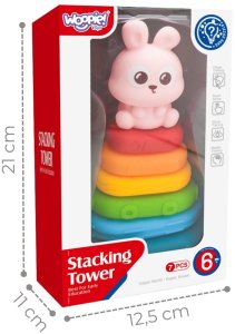 Woopie Baby Piramidka Sensoryczna Wieża Sorter Króliczek 6m+ (59332) 4