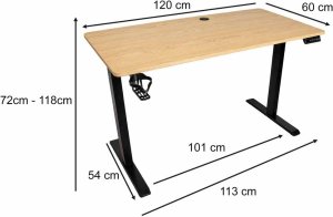 Biurko Songmics Elektryczne 120X60CM regulowane 72-118CM pamięć panel sterowania drewno (KX2640_1) 12