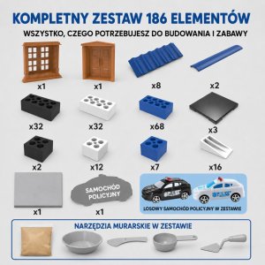 Woopie Zestaw Konstrukcyjny DIY do Budowania Cegły Posterunek Policji 186 el. Cegiełki Budowlane (100154) 4