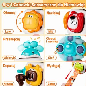 Woopie Baby Kostka Sensoryczna 6w1 - Zwierzątka (100192) 6