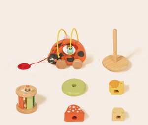 Tooky Toy Zestaw zabawek Montessori od 12m+ biedronka do zabawy rozwojowej 3w1 (TP563) 5