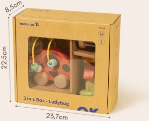 Tooky Toy Zestaw zabawek Montessori od 12m+ biedronka do zabawy rozwojowej 3w1 (TP563) 7
