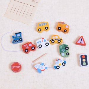 Woopie Green Drewniana Nawlekanka Transport 13 el. (59646) 2
