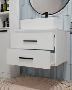 UAB KAME Szafka Pod umywalkę NEL 60 UC biała uchwyty czarne wisząca 2 szuflady 60 Cm (M-MP-SZŁ-NEL-60UC-BIA) 3