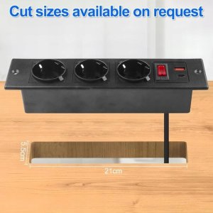 Listwa zasilająca Do zabudowy 3 gniazdka AC, 1 USB-A, 1 USB-C PD 20W czarna 3