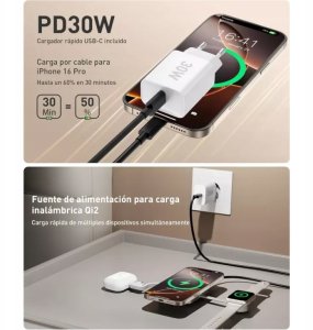 Ładowarka Bezprzewodowa podwójna QI2 z kablem zwijana 3