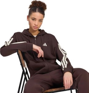 Adidas Bluza damska Essentials 3-Stripes Full-Zip Fleece Hoodie brązowa KX0784 XS 5