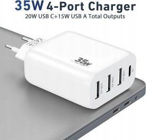 Ładowarka CREAPICO 35W 4 porty USB C i A Szybkie Ładowanie Zestaw 2 sztuki 3