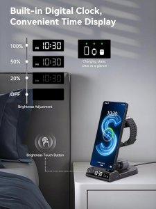 Ładowarka 3w1 Ładowarka bezprzewodowa indukcyjna stacja ładująca zegarek, telefon 2