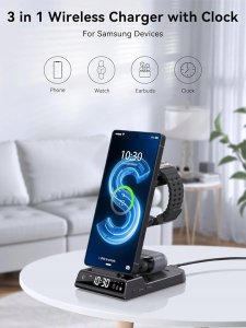 Ładowarka 3w1 Ładowarka bezprzewodowa indukcyjna stacja ładująca zegarek, telefon 3