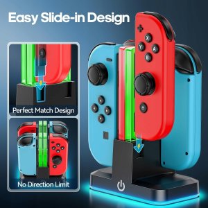 Stacja ładująca do kontrolera Nintendo Switch z oświetleniem RGB Joy-Con 4