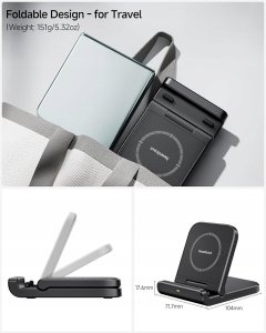 Ładowarka Indukcyjna do Samsung Flip, składana czarna SwanScout 10 W 3