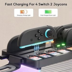 Stacja ładująca i organizer do konsoli Nintendo Switch 2 podświetlana RGB 3