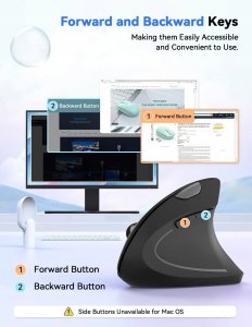 Mysz Ergonomiczna bezprzewodowa mysz pionowa do komputera, czarna TECKNET MS007 2