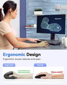 Mysz Ergonomiczna bezprzewodowa mysz pionowa do komputera, czarna TECKNET MS007 3