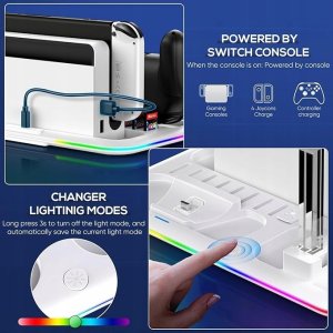 Stacja dokująca do ładowania kontrolera Switch z 4 portami Joy-Con biała 4