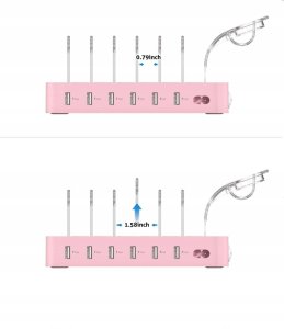 Ładowarka Stacja ładująca USB 50W 6-portowa organizer różowa SooPii CS61 2
