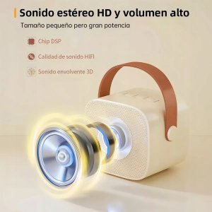 Głośnik Zestaw do mini Karaoke LED dla Dzieci Mały Głośnik +2 Mikrofony 2