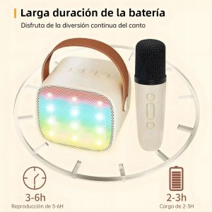 Głośnik Zestaw do mini Karaoke LED dla Dzieci Mały Głośnik +2 Mikrofony 3