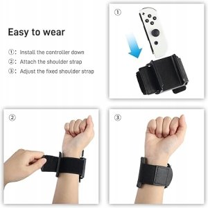 2x Opaska pasek na rękę do konsoli N-S 2 Joy-PAD elastyczny czarne 3