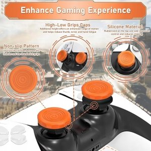 4szt Silikonowych nakładek do kontrolerów PS4 i PS5 na joystick pomarańczow 3