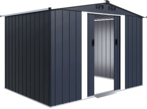 Funfit Domek narzędziowy ogrodowy blaszany 277x191x196cm z fundamentem (5905771304010) 2