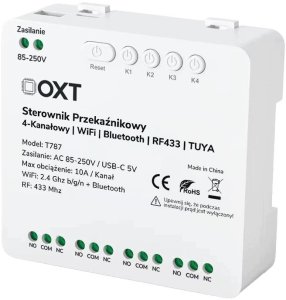 OXT Sterownik przekaźnikowy 4-kanałowy 10A NO/NC/COM WIFI Bluetooth RF 433 TUYA 3