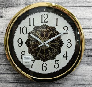 Seiko Zegar ścienny QXA870G 40 cm złoty świecący . 3