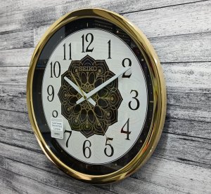 Seiko Zegar ścienny QXA870G 40 cm złoty świecący . 4